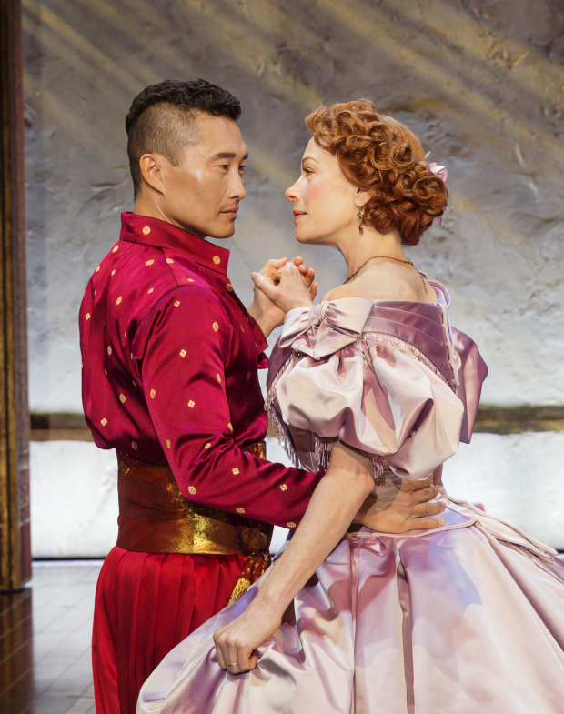 Marin Mazzie and Daniel Dae Kim as the King of Siam and Anna Leonowens in The King and I.