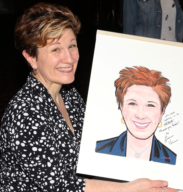 Lisa Kron is thrilled by her drawing.