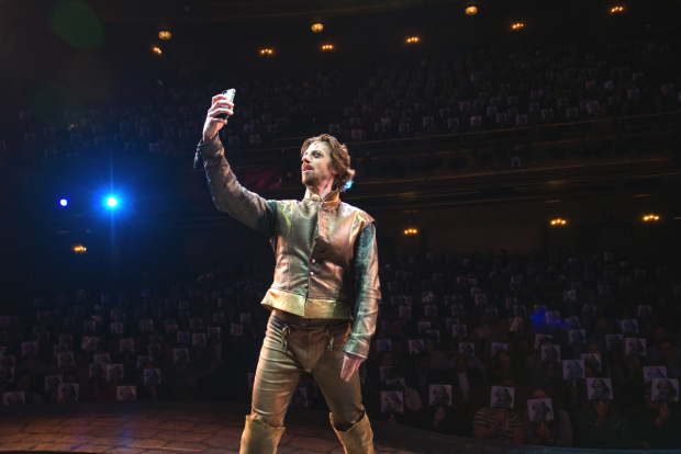 Christian Borle takes an epic selfie with the audience at Something Rotten!