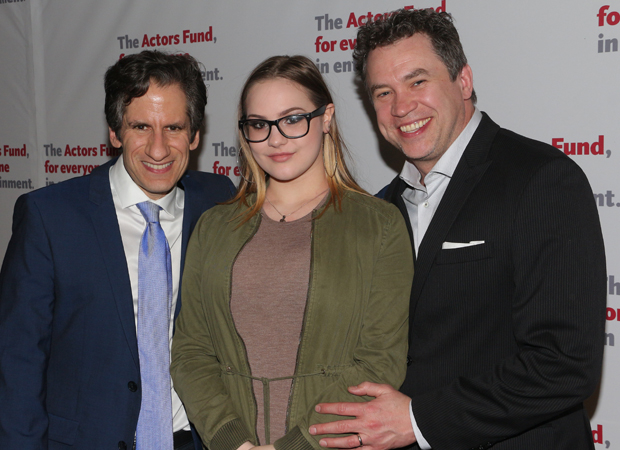 Seth Rudetsky arrives for the show with his husband, James Wesley, and their daughter, Juli.