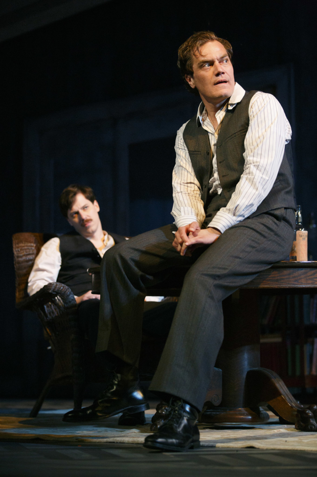 John Gallagher Jr. and Michael Shannon play Tyrone brothers Edmund and Jamie, respectively, in Roundabout&#39;s production of Long Day&#39;s Journey Into Night.