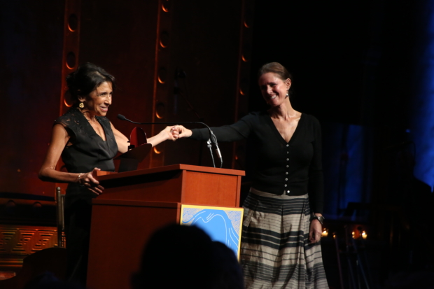 Scripps Award honoree Kathryn Hunter and Julie Taymor at the Theatre for a New Audience spring gala.