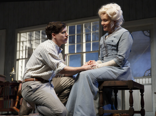 John Gallagher Jr. and Jessica Lange star as Jim Tyrone Jr. and Mary Tyrone in Long Day&#39;s Journey Into Night.