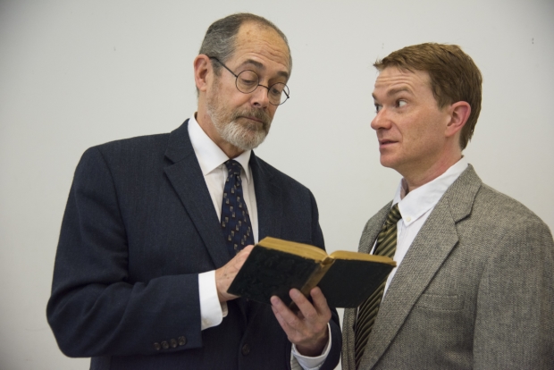 Joel Colodner as Sigmund Freud and Shelley Bolman as C.S. Lewis star in Mark St. Germain&#39;s Freud&#39;s Last Session, directed by Jim Petosa, at New Repertory Theatre.