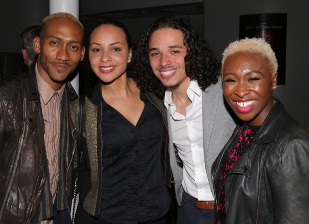 Griffin Matthews, Jasmine Cephas Jones, Anthony Ramos, and Cynthia Erivo gather at the afterparty.