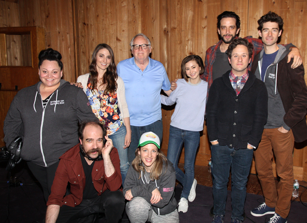 Sara Bareilles and the principal cast of Waitress pose for photos while they record the show&#39;s album.