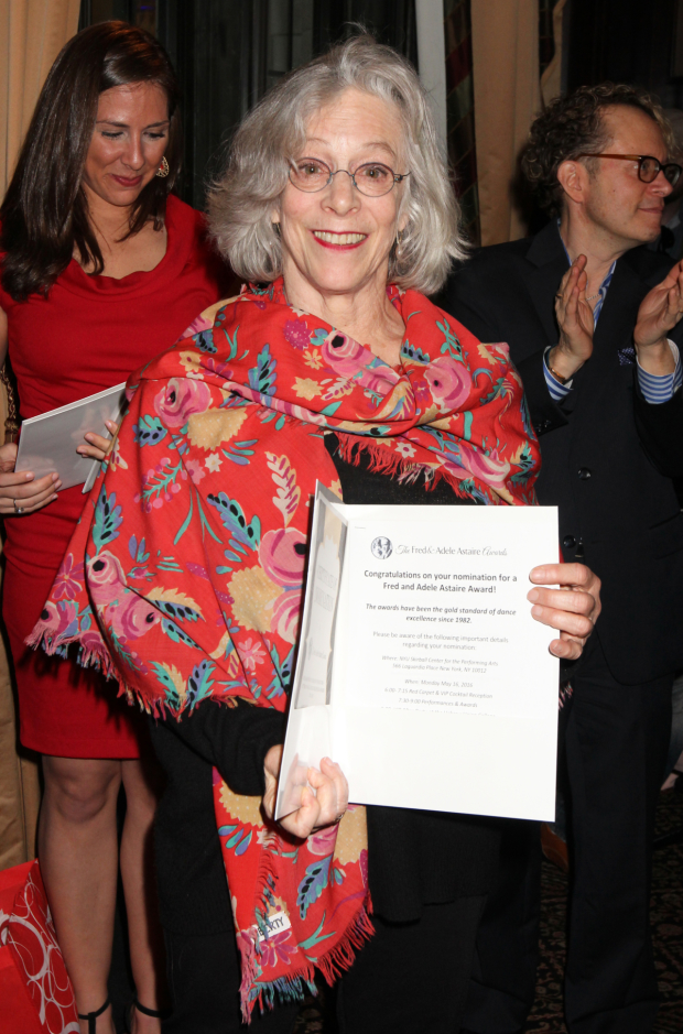 Martha Clarke shows off her nomination certificate.