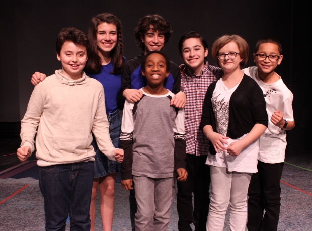 Graydon Peter Yosowitz, Mavis Simpson-Ernst, Aidan Gemme, Jeremy T. Villas (front), Joshua Colley, Milly Shapiro, and Gregory Diaz make up the cast of You&#39;re A Good Man, Charlie Brown.