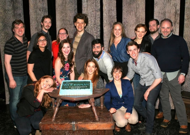 The stars of The Woodsman celebrate their 100th performance.
