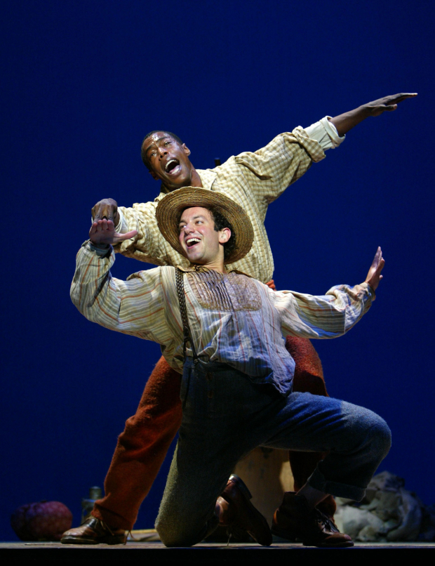 Tyrone Giordano and Michael McElroy in the 2003 Broadway revival of Big River.