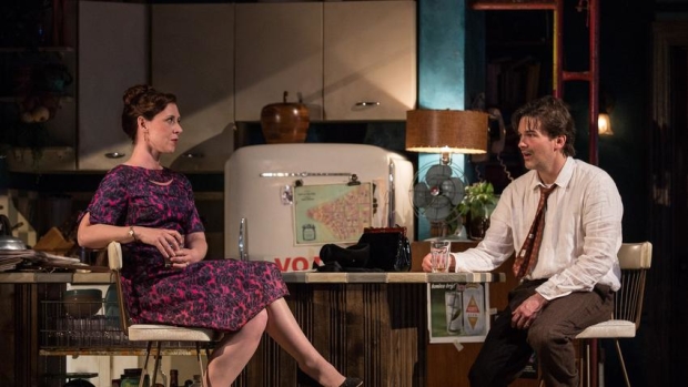 Miriam Silverman (Mavis) and Chris Stack (Sidney Brustein) in The Sign in Sidney Brustein's Window, directed by Anne Kauffman, at Goodman Theatre.