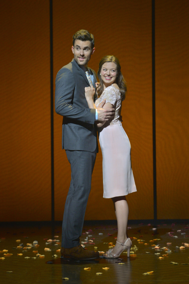 Zak Resnick as Jamie and Margo Seibert as Cathy in The Last Five Years at American Conservatory Theater.