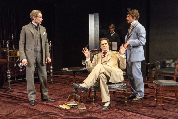 Cal MacAninch, Rupert Everett, Elliot Balchin, and Charlie Rowe star in David Hare&#39;s The Judas Kiss, directed by Neil Armfield, at BAM&#39;s Harvey Theater.