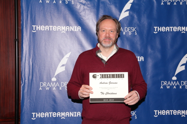 Andrew Garman is nominated for the Drama Desk Award for Outstanding Featured Actor in a Play for his performance in The Christians.