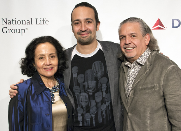 Lin-Manuel Miranda brings his parents, Luz and Luis Miranda, to the 2016 Drama League Awards.