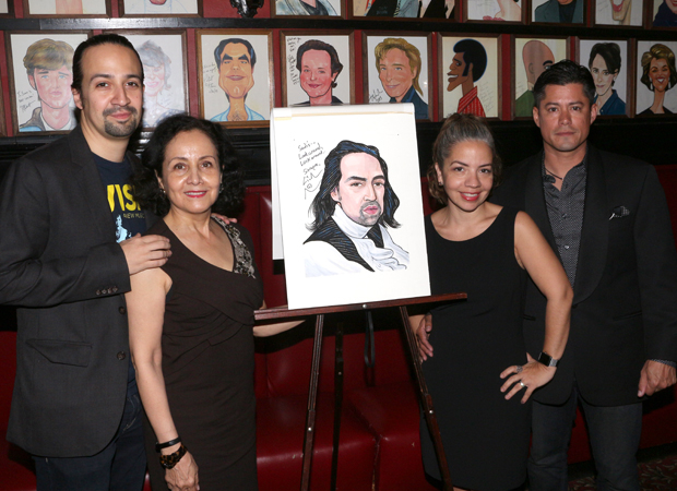Lin-Manuel Miranda&#39;s family joins him to celebrate his latest honor.