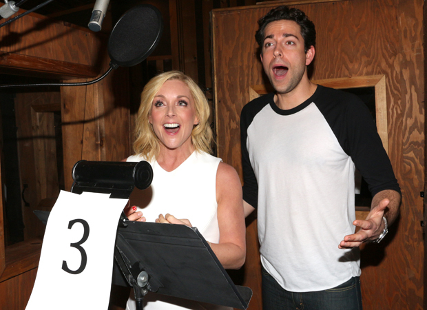 Jane Krakowski and Zachary Levi in the recording studio for She Loves Me.