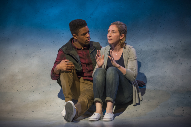 Jon Michael Hill as Roland and Jessie Fisher as Marianne in Constellations.