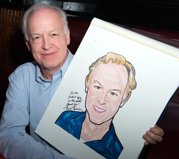 Reed Birney shows off his brand new Sardi&#39;s caricature.