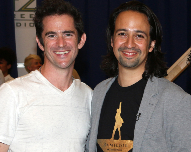 Andy Blankenbuehler with Hamilton creator Lin-Manuel Miranda.