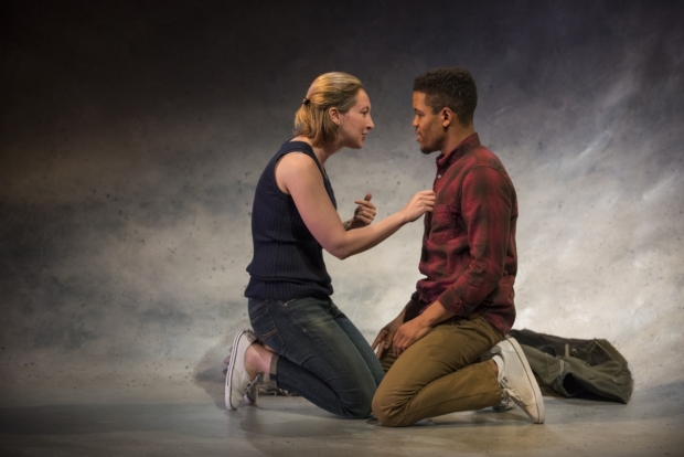 Jessie Fisher and Jon Michael Hill as Marianne and Roland in Nick Payne&#39;s Constellations, directed by Jonathan Berry, at Steppenwolf Theatre.