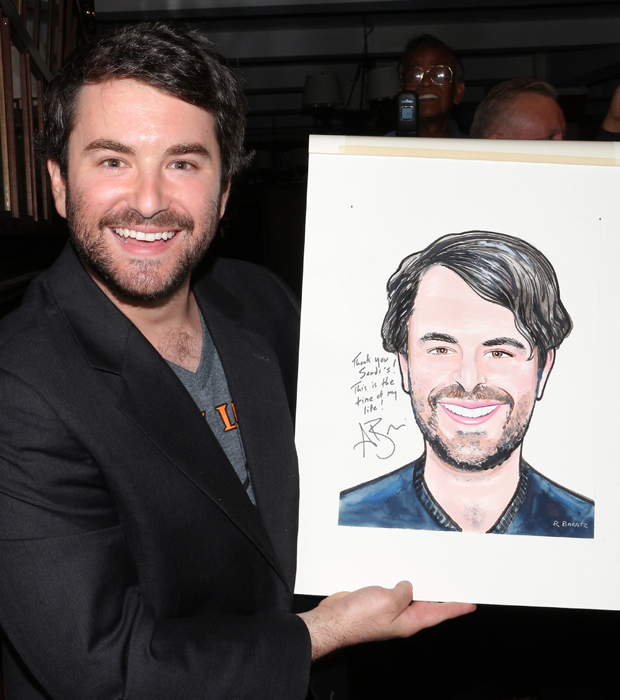 Alex Brightman shows off his brand new Sardi&#39;s portrait.