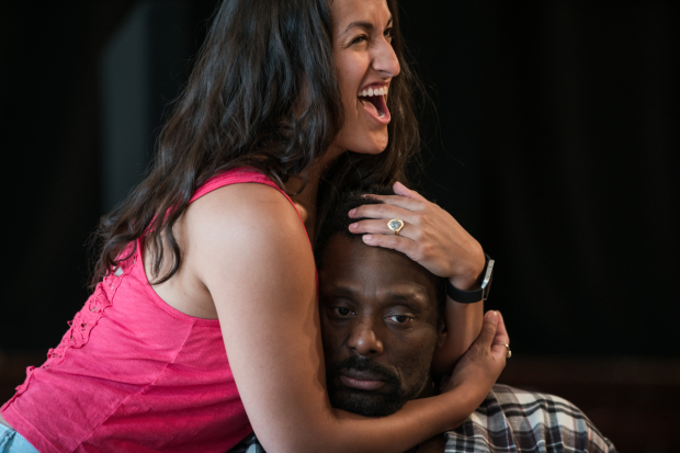 Elena Flores and Eamonn rehearse a scene from Between Riverside and Crazy, written by Stephen Adly Guirgis.