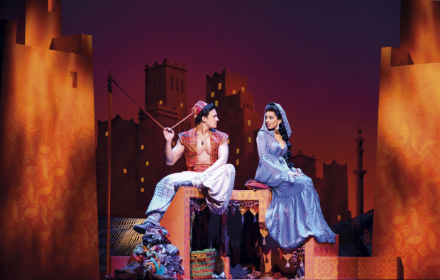 Dean John-Wilson and Jade Ewen as Aladdin and Jasmine in the West End production of Aladdin.