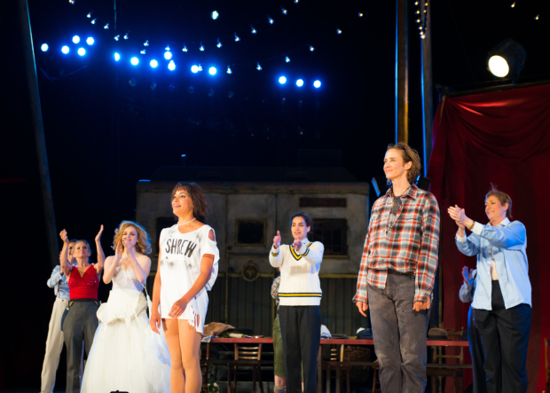 Cush Jumbo and Janet McTeer take their bow on the opening night of The Taming of the Shrew at the Delacorte Theater.
