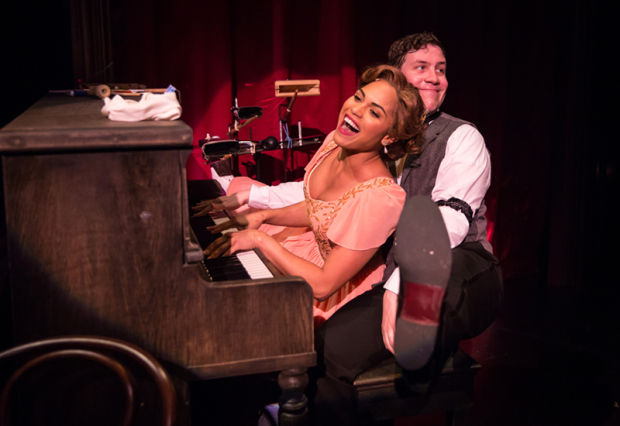 Monica Raymund as Isabella and Adam Wesley Brown in Thaddeus and Slocum: A Vaudeville Adventure, directed by J. Nicole Brooks and Krissy Vanderwarker, at Lookingglass Theatre.