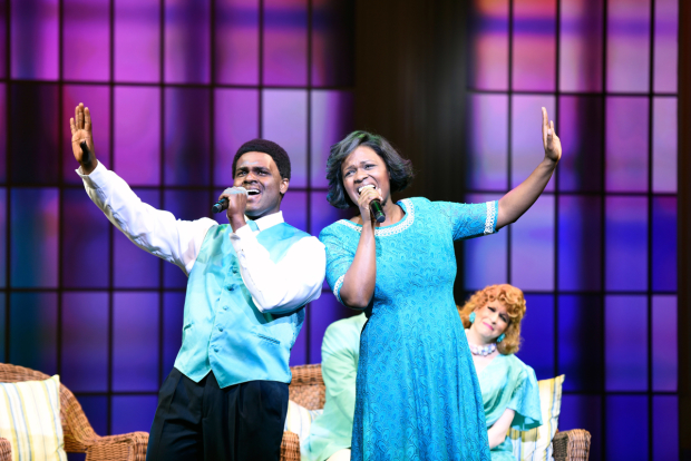 Juan and Deborah Joy Winans as their uncle and aunt BeBe and CeCe Winans in performances at the Alliance Theatre.