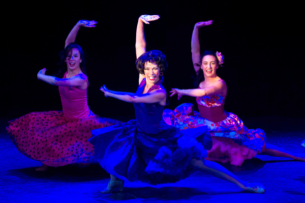 Dana Hunter (Anita) and the Shark&#39;s girls in West Side Story at Theatre By The Sea.