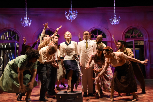 Rachel Zampelli (center) and the cast of Evita, directed by Will Davis, at the Olney Theatre Center.