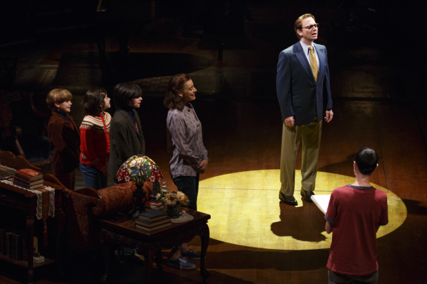 Michael Cerveris (center) and the Broadway cast of Fun Home at Circle in the Square Theatre.