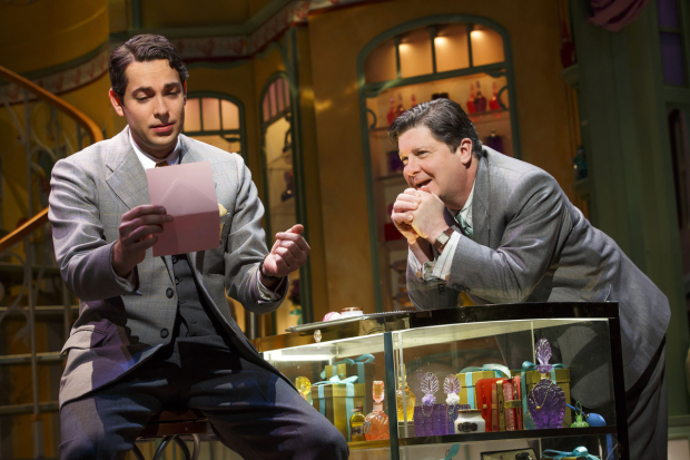 Zachary Levi and Michael McGrath in a scene from She Loves Me.
