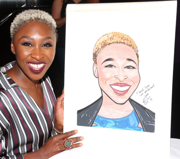 Cynthia Erivo shows off her new Sardi&#39;s caricature.