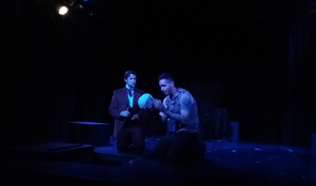 Greg Pragel as Horatio and Matt de Rogatis as Hamlet in Nine Theatricals production of Hamlet: An Exploration.