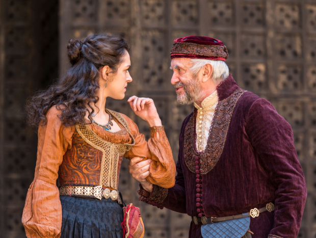 Phoebe Pryce as Jessica and Jonathan Pryce as Shylock in The Merchant of Venice, directed by Jonathan Munby.