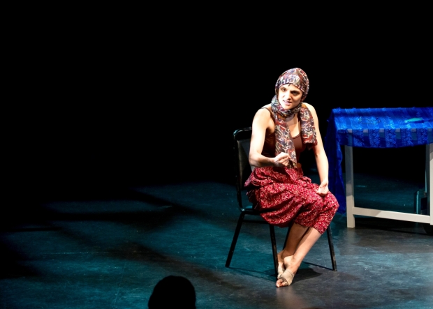 Aya Aziz stars in her solo musical, Eh Dah? Questions for My father, directed by Corinne Proctor, for NYMF at the June Havoc Theatre.