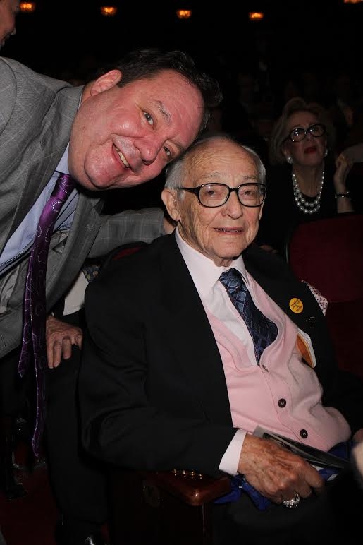 James M. Nederlander Sr. (seated) with his son, James L. Nederlander (standing) at the 4th Annual National High School Musical Theater Awards in 2012.