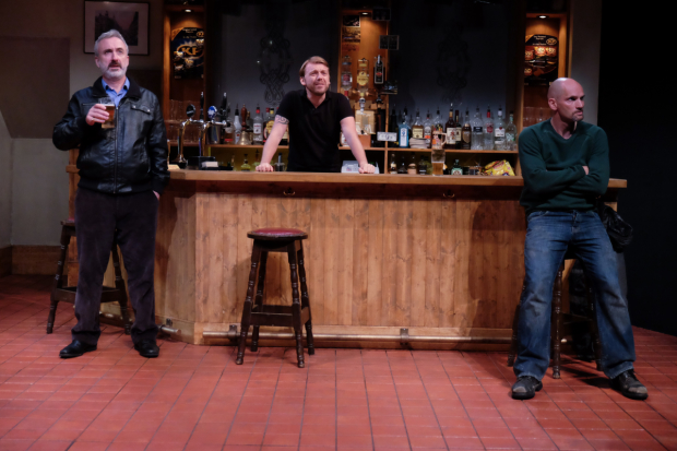 Declan Conlon, Robert Zawadzki, and Patrick O&#39;Kane star in Owen McCafferty&#39;s Quietly, directed by Jimmy Fay, at the Irish Repertory Theatre.