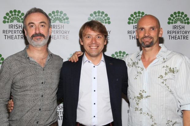 Declan Conlon, Robert Zawadzki, and Patrick O&#39;Kane star in Quietly at the Irish Repertory Theatre.