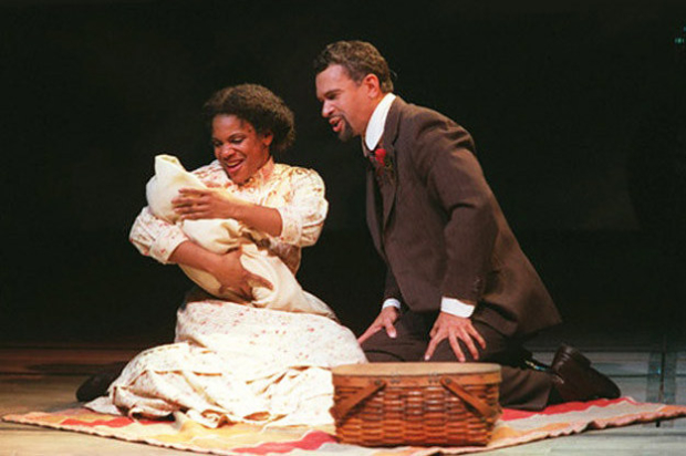 Audra McDonald and Brian Stokes Mitchell in the original Broadway cast of Ragtime. Mitchell will serve as the narrator in the August 8 Ellis Island concert performance. 