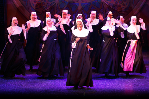 The cast of Sister Act onstage at Theatre By the Sea.