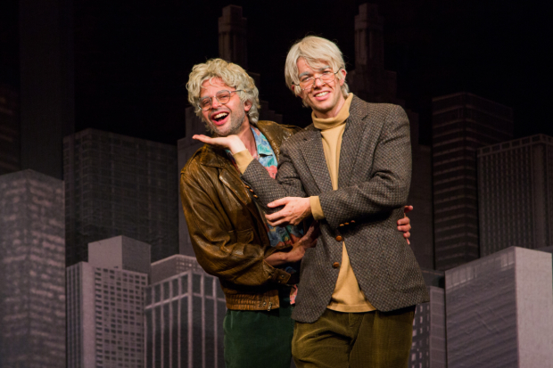 Nick Kroll stars as Gil Faizon and and John Mulaney stars as George St. Geegland in Oh, Hello on Broadway.