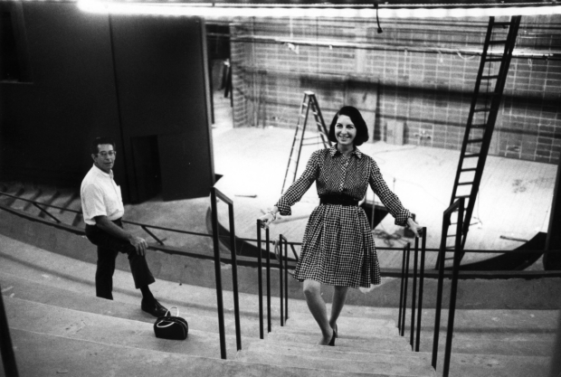 Arena Stage cofounders Tom and Zelda Fichandler during the construction of the Kreeger Theater in 1971.