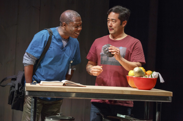 Michael Potts and Tim Kang star in Aubergine at Playwrights Horizons.