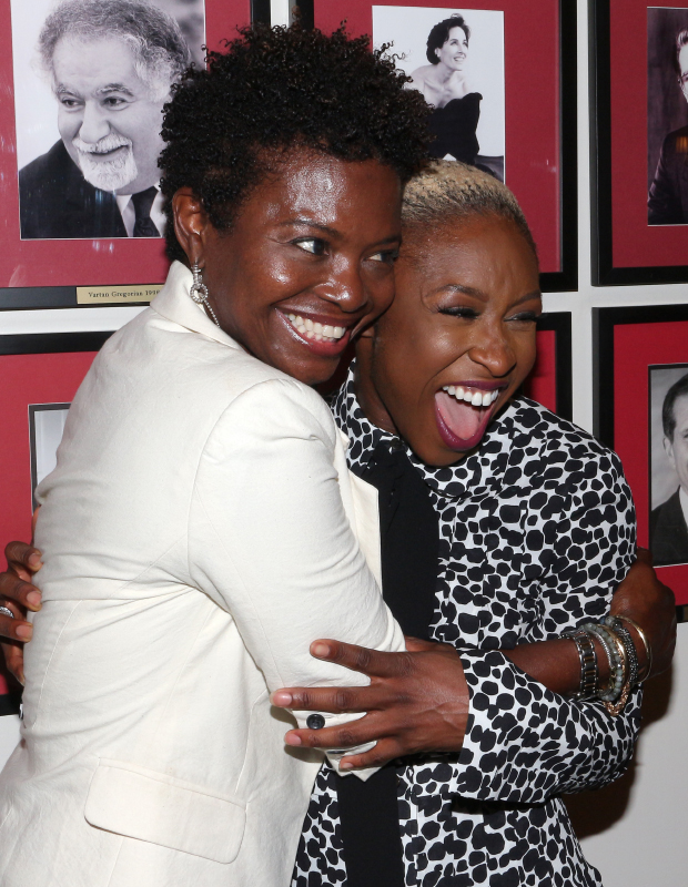Cynthia Erivo gets a hug from fellow Tony winner LaChanze, who originated Ervio&#39;s current role, Celie, in The Color Purple.