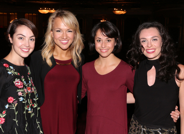 Miss American 2017 Savvy Shields (second from left) poses for a photo with a trio of actors who play Lise Dassin: Tony nominee Leanne Cope, tour star Sarah Esty, and production understudy Shannon Rugani.