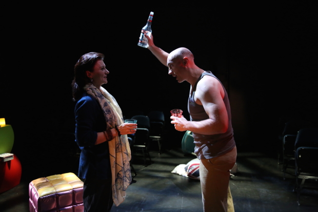 Tony Naumovski and Antoinette LaVecchia in Conor McPherson's The Birds, directed by Stefan Dzeparoski, at 59E59 Theaters.
